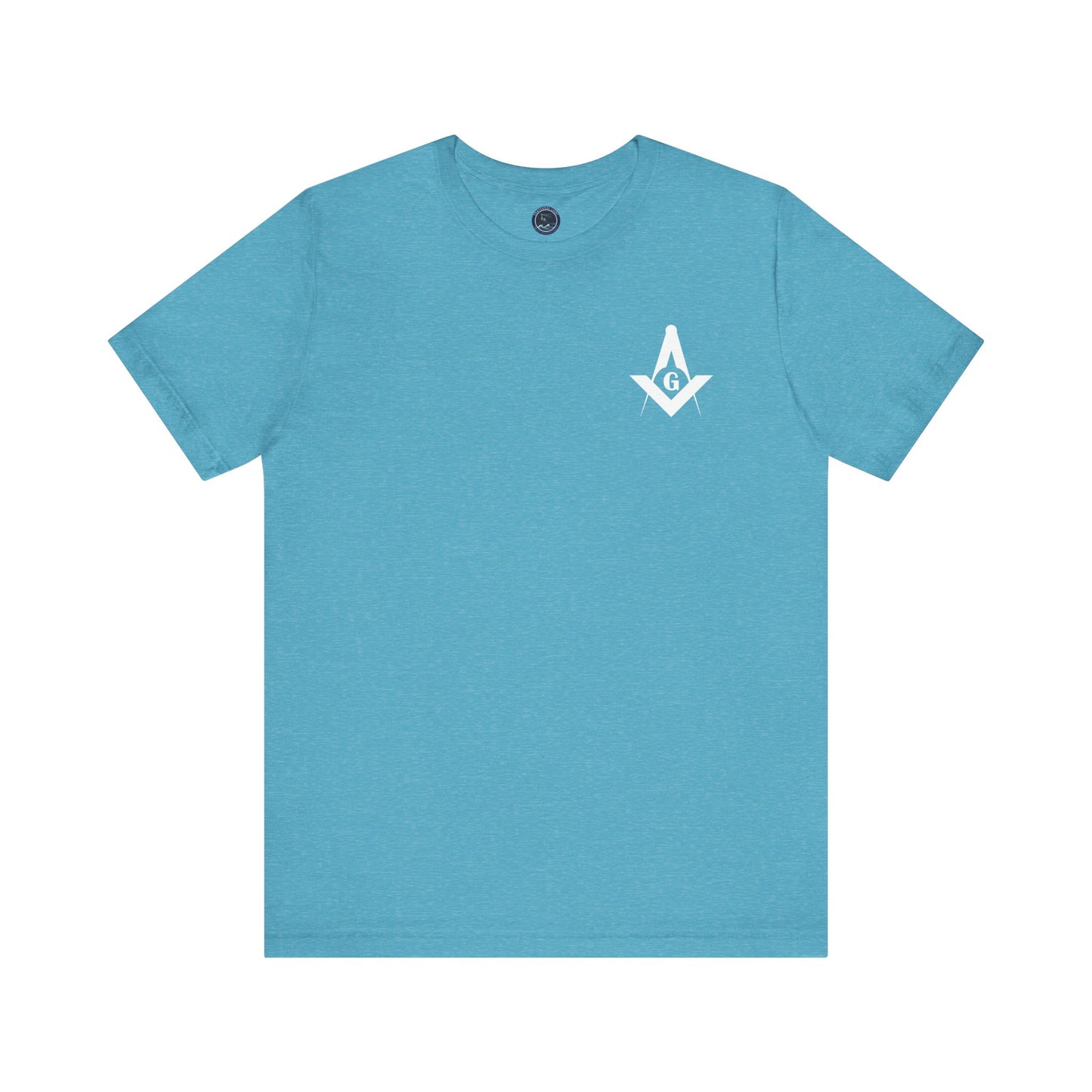 Blue and green Entered Apprentice T-Shirt featuring Channel Islands Lodge 214 logo, made by Printify, with a relaxed fit and crew neckline.