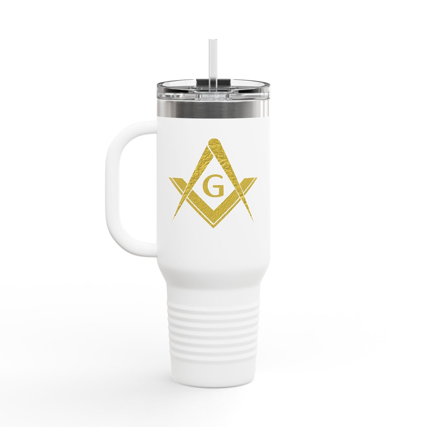 Two-Sided Simple Square and Compass Insulated Travel Tumbler (40oz) - Gold Leaf
