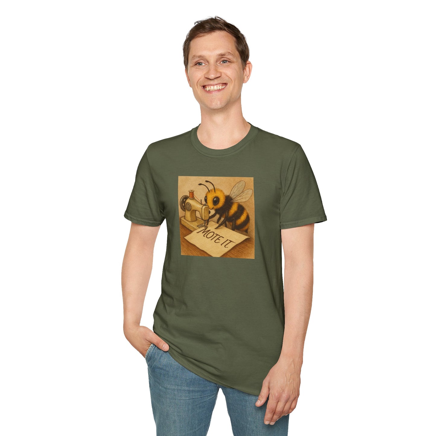 "Sew Mote It Bee" Softstyle T-Shirt - Vintage Illustration