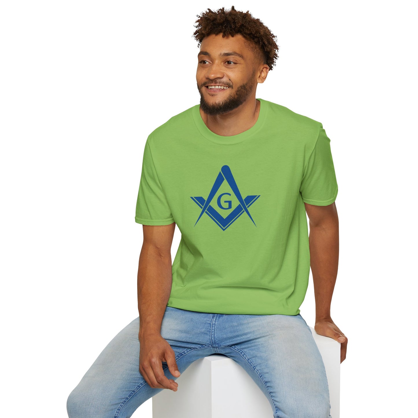 Square and Compass Softstyle T-Shirt - Classic (Royal Blue, Front Print)