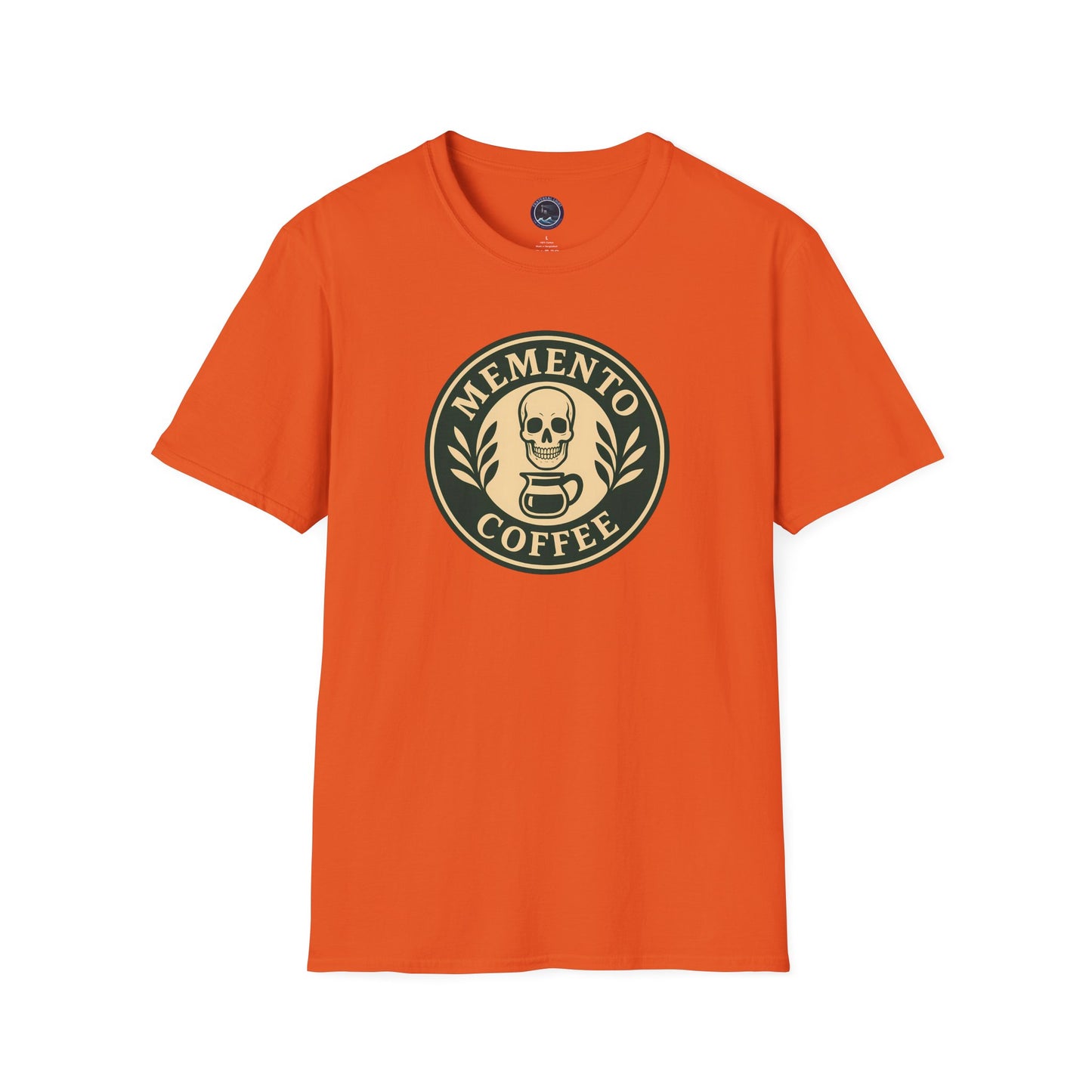 Memento Coffee Softstyle T-Shirt - Acacia (Green/Tan, Front Print)