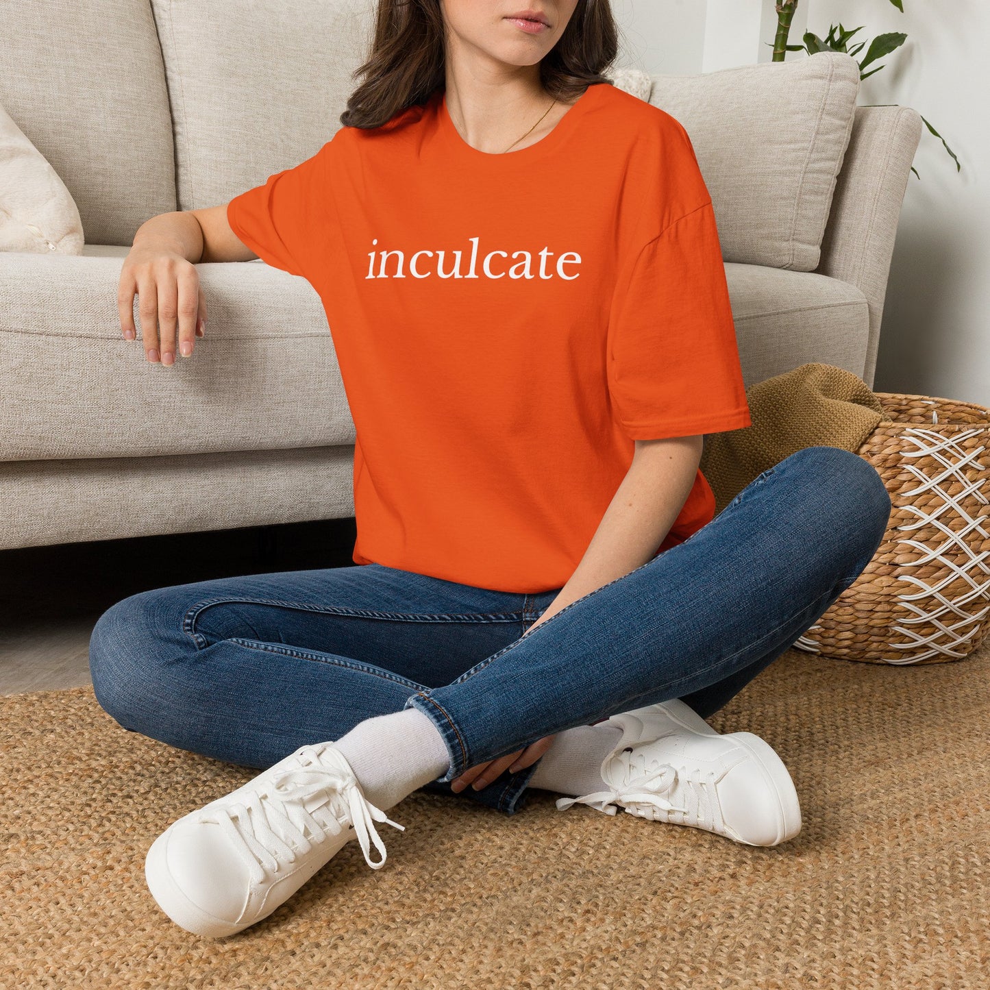 "inculcate" Softstyle T-Shirt (White Letters, Lowercase)
