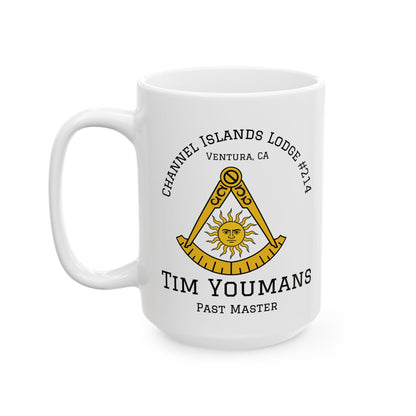 Two-Sided Past Master - Compass & Quadrant Ceramic Mug - Classic (Choose Your Emblem)