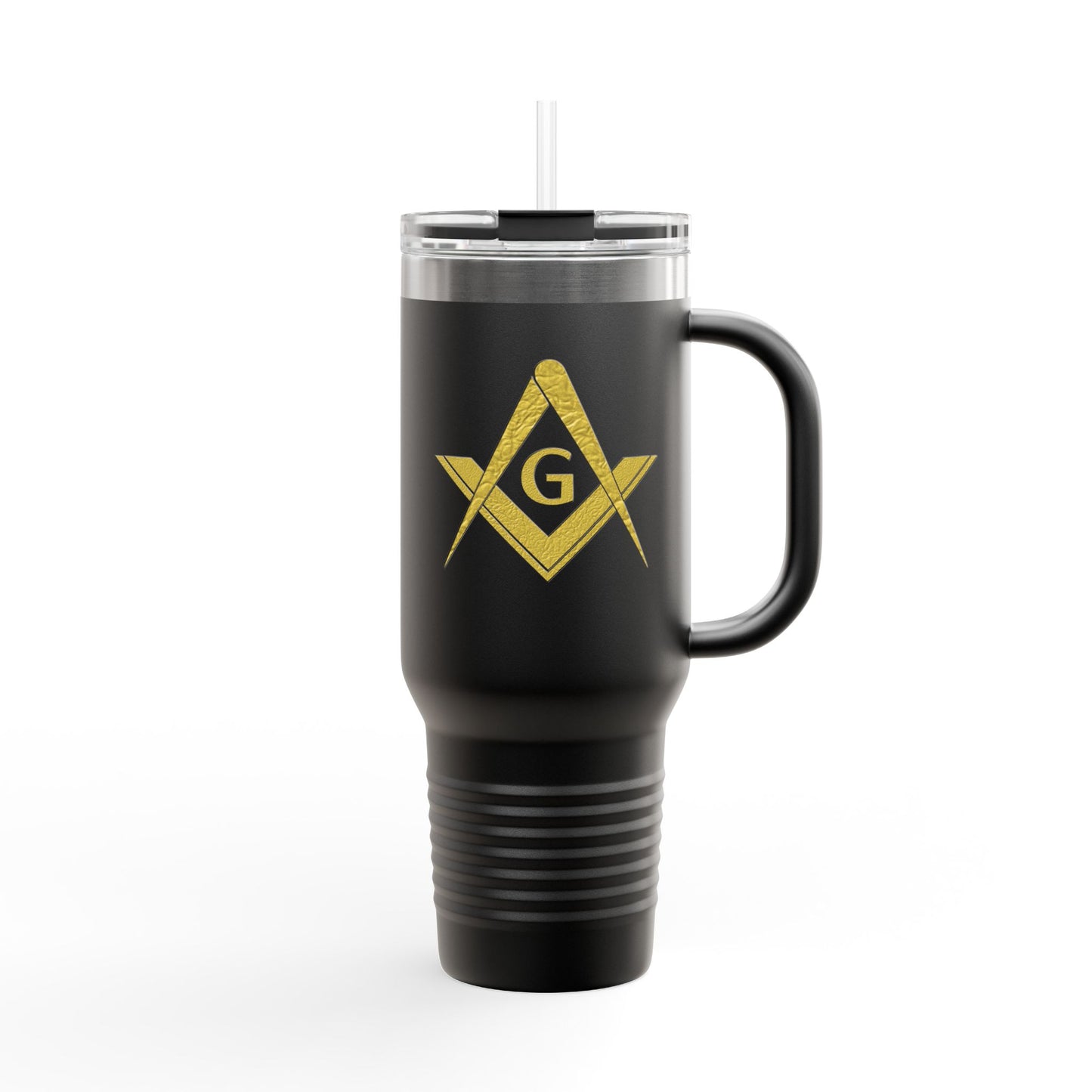 Two-Sided Simple Square and Compass Insulated Travel Tumbler (40oz) - Gold Leaf