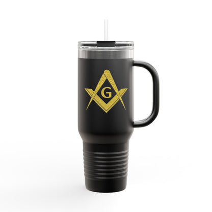 Two-Sided Simple Square and Compass Insulated Travel Tumbler (40oz) - Gold Leaf
