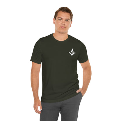 Channel Islands Lodge 214 short sleeve T-shirt in dark colors, made by Printify, featuring a casual, comfortable fit and classic design.