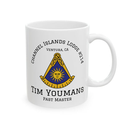 Two-Sided Past Master - Compass & Quadrant Ceramic Mug - Classic (Choose Your Emblem)