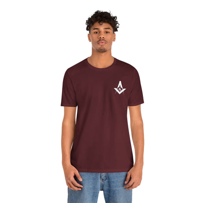 Dark-colored Entered Apprentice T-Shirt from Channel Islands Lodge 214, featuring lodge logo and detailed embroidery.