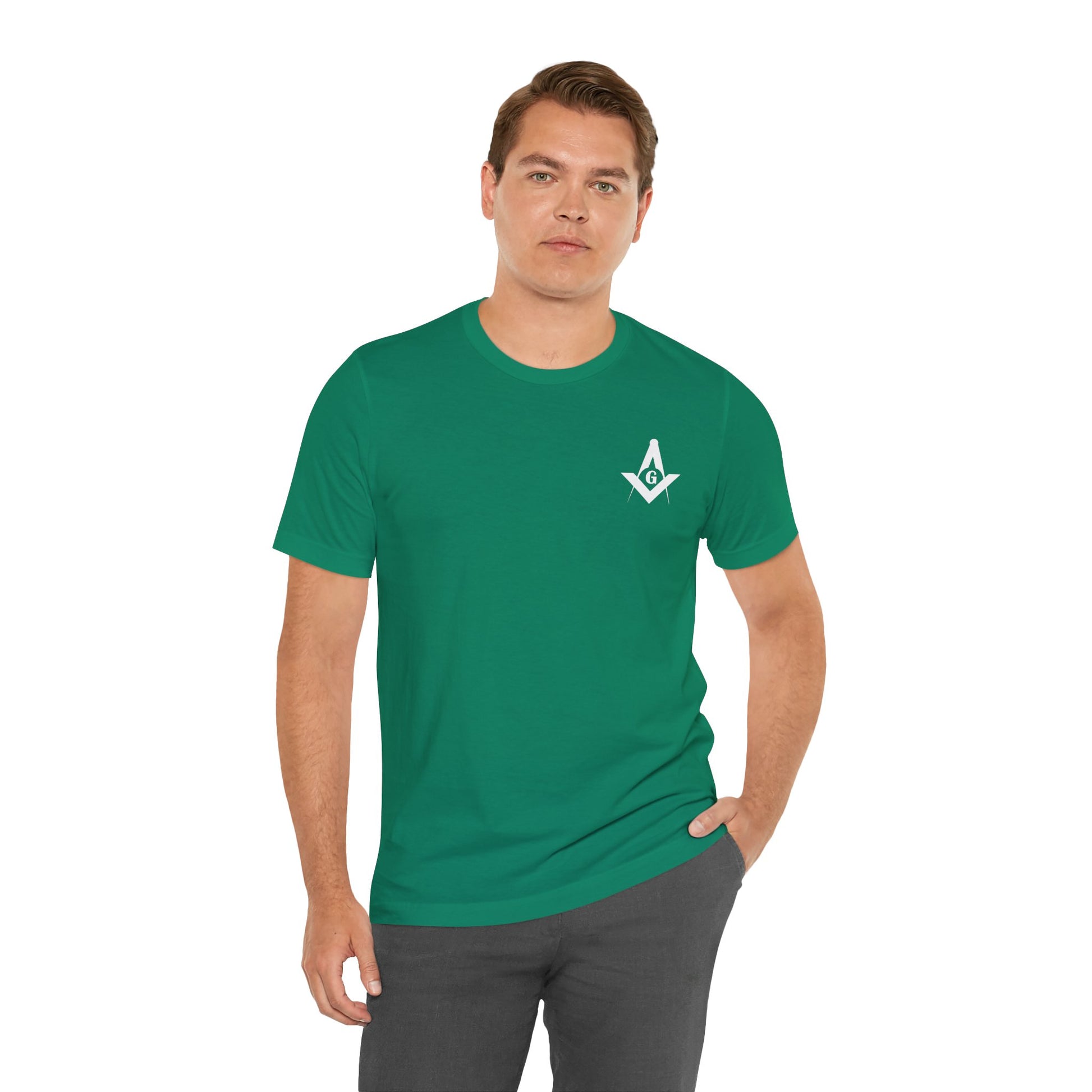 Channel Islands Lodge 214 short sleeve T-shirt by Printify featuring blue and green ocean-inspired design.