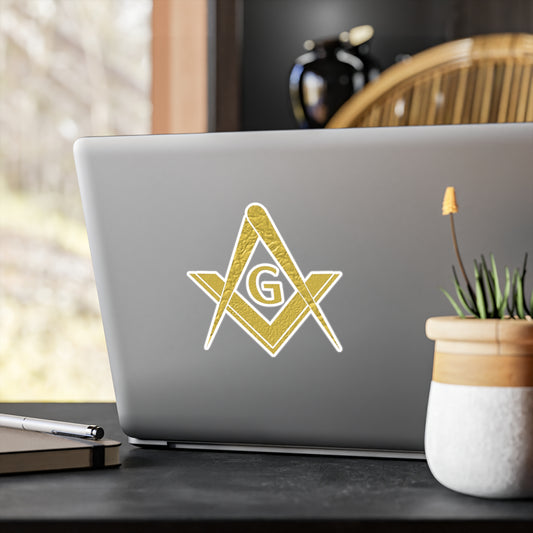 Simple Square and Compass Kiss-Cut Vinyl Decal - Gold Leaf