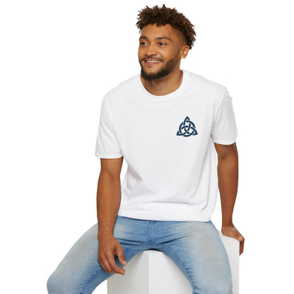 Blue Triquetra with Circle - Softstyle T-Shirt