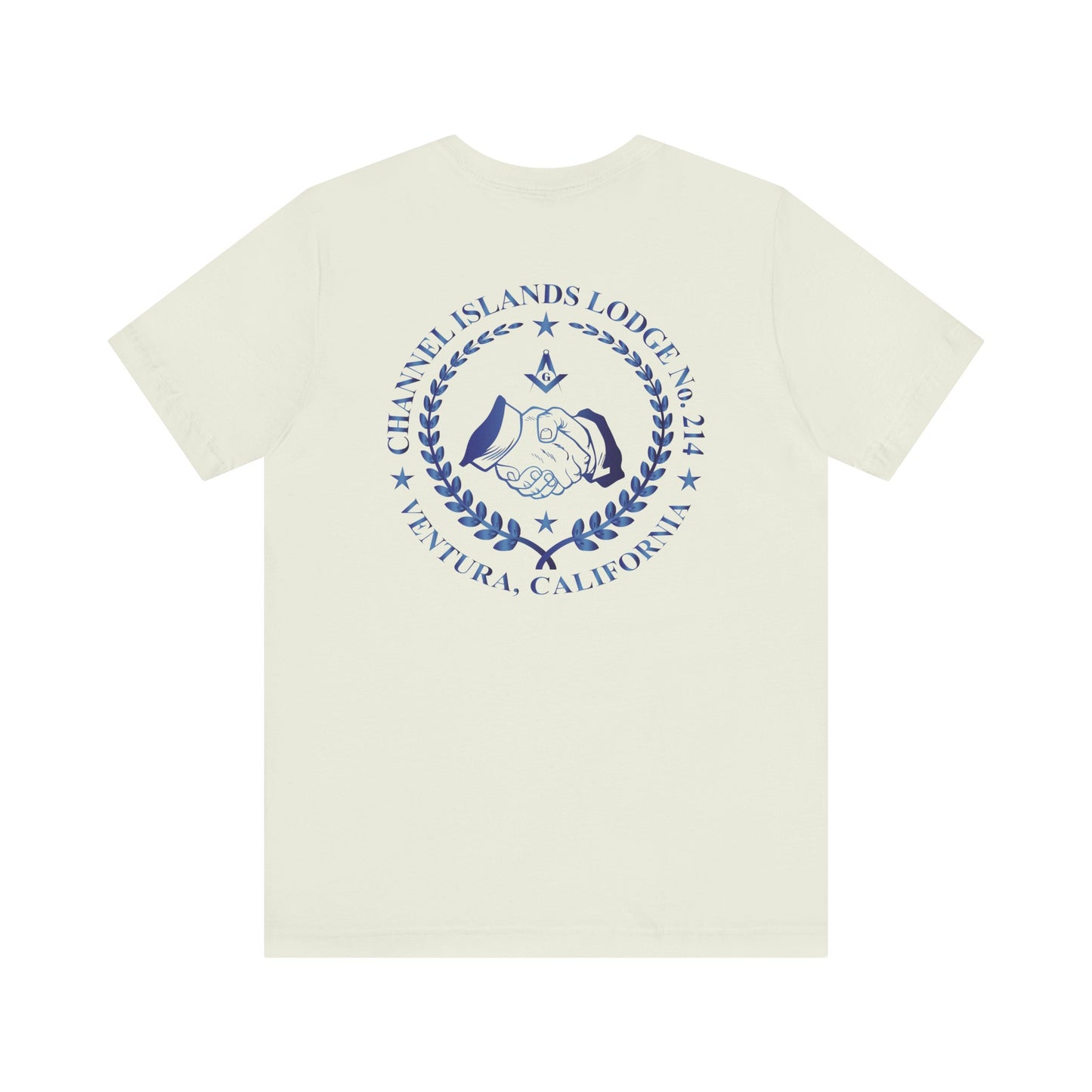Channel Islands Lodge 214 entered apprentice short sleeve T-shirt in sapphire color, featuring a comfortable fit and printed design.