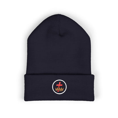 Knights Templar Encircled Cross and Crown - Embroidered Classic Cuffed Beanie