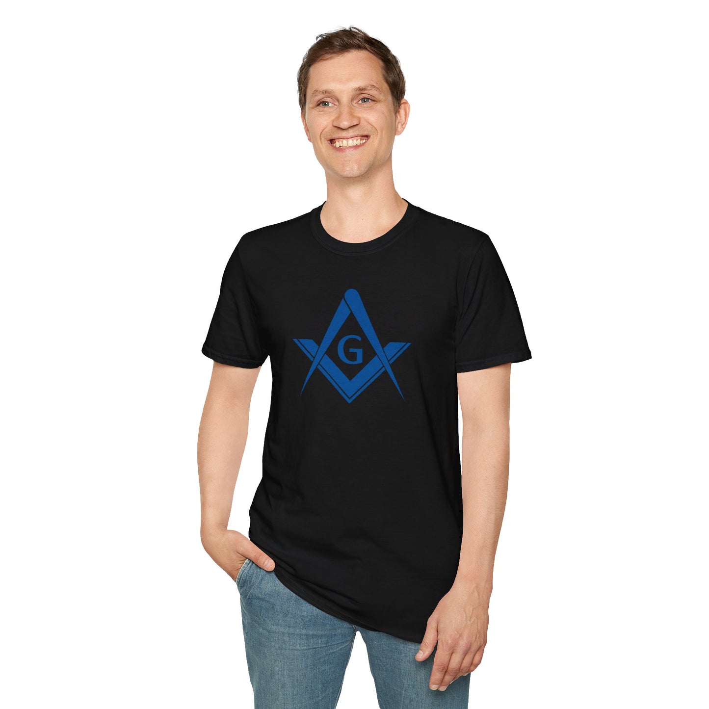 Square and Compass Softstyle T-Shirt - Classic (Royal Blue, Front Print)