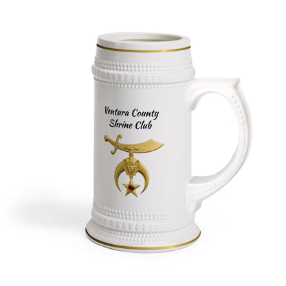 Shriner Personalized Beer Stein Mug - Jeweled Gold Emblem