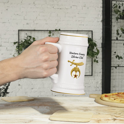 Shriner Personalized Beer Stein Mug - Jeweled Gold Emblem