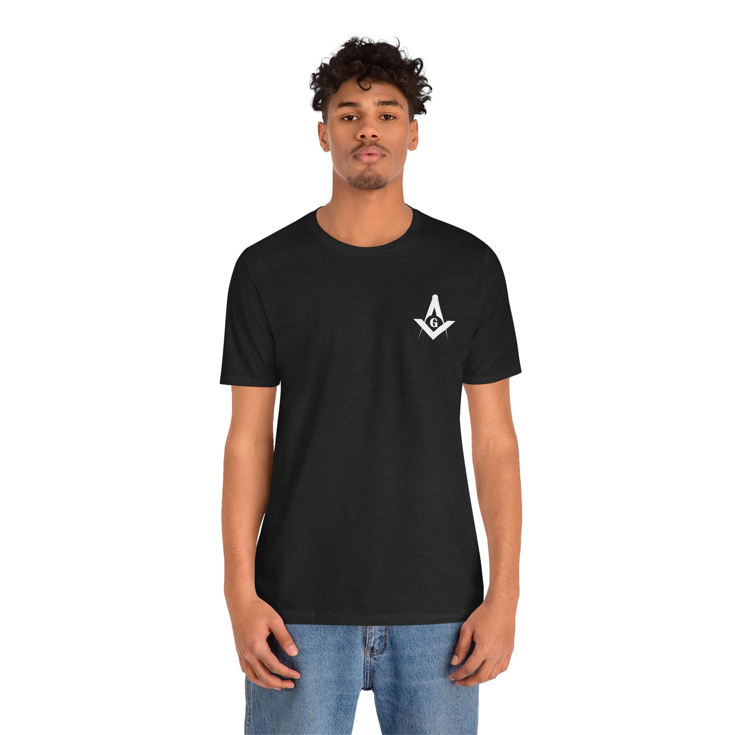 Fellowcraft T-Shirt from Channel Islands Lodge 214 in dark colors, featuring lodge logo, made by Printify.