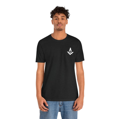 Fellowcraft T-Shirt from Channel Islands Lodge 214 in dark colors, featuring lodge logo, made by Printify.