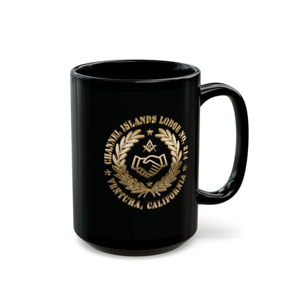Two-Sided 3D Gold Custom Emblem Black Coffee Mug (11oz, 15oz)