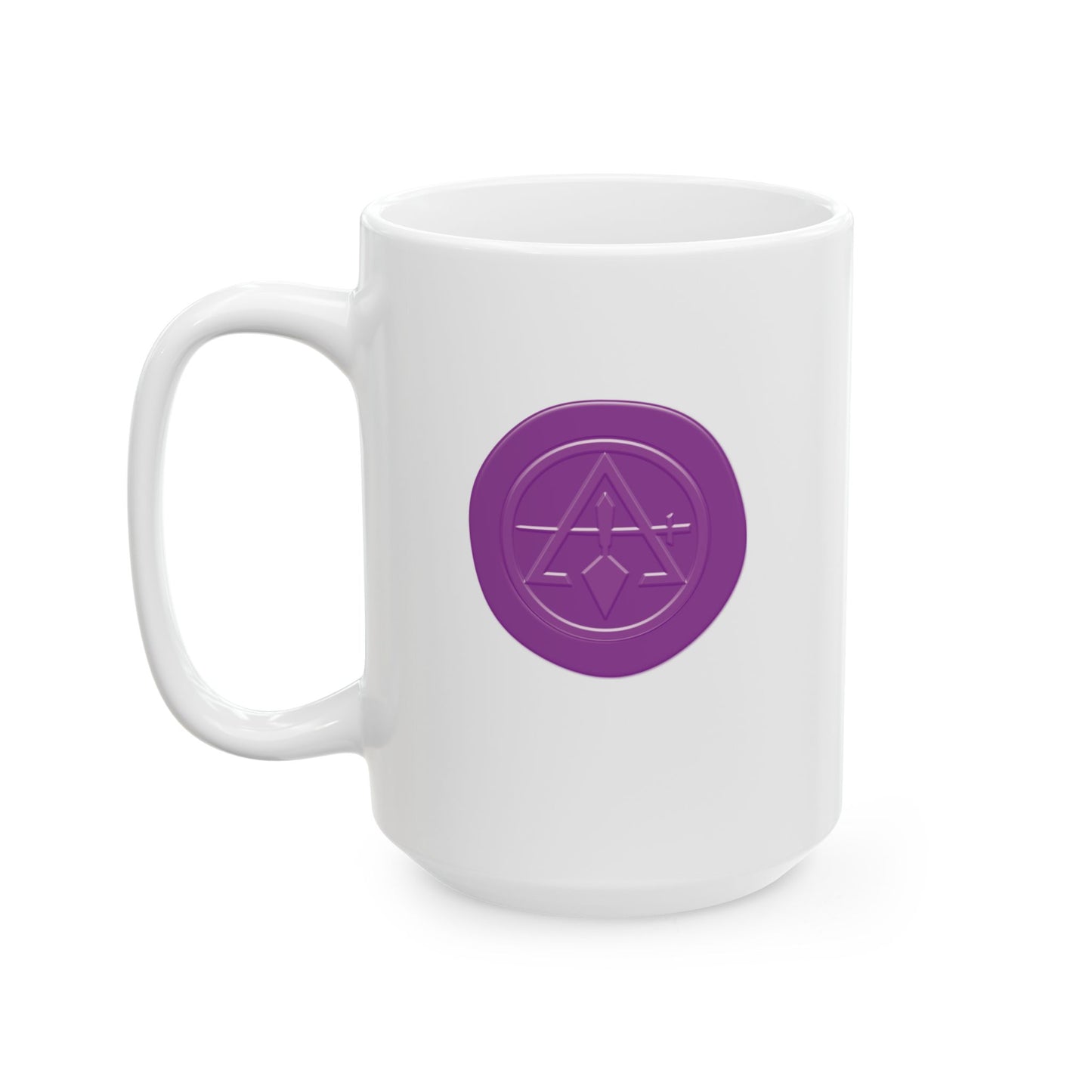 Two-Sided Purple Wax Seal Cryptic Council White Ceramic Coffee Mug (11oz, 15oz)