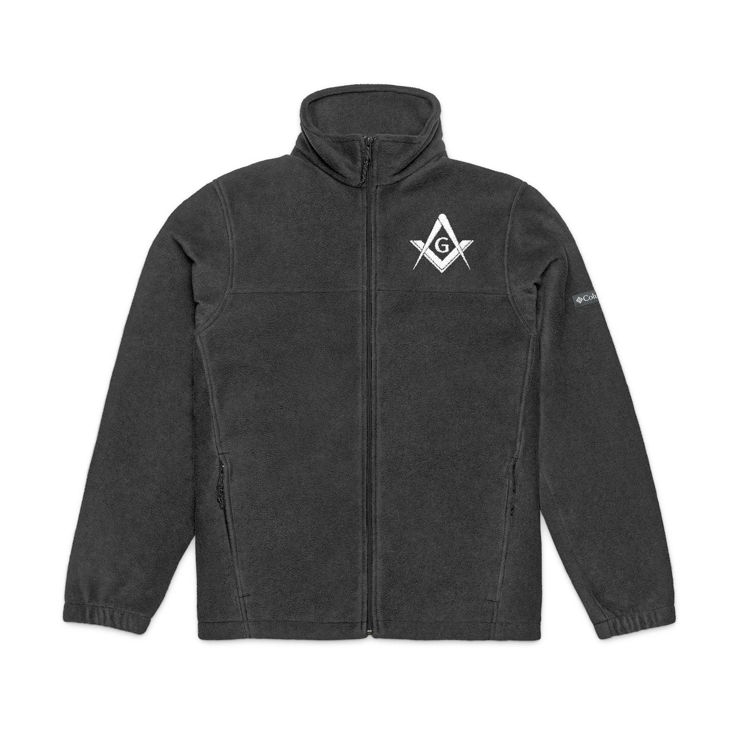 Embroidered Columbia Fleece Jacket - Square and Compass (White)