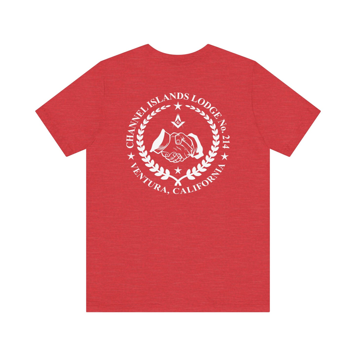 Bright-colored Fellowcraft T-Shirt from Channel Islands Lodge 214, featuring lodge logo and vibrant design in a casual style.