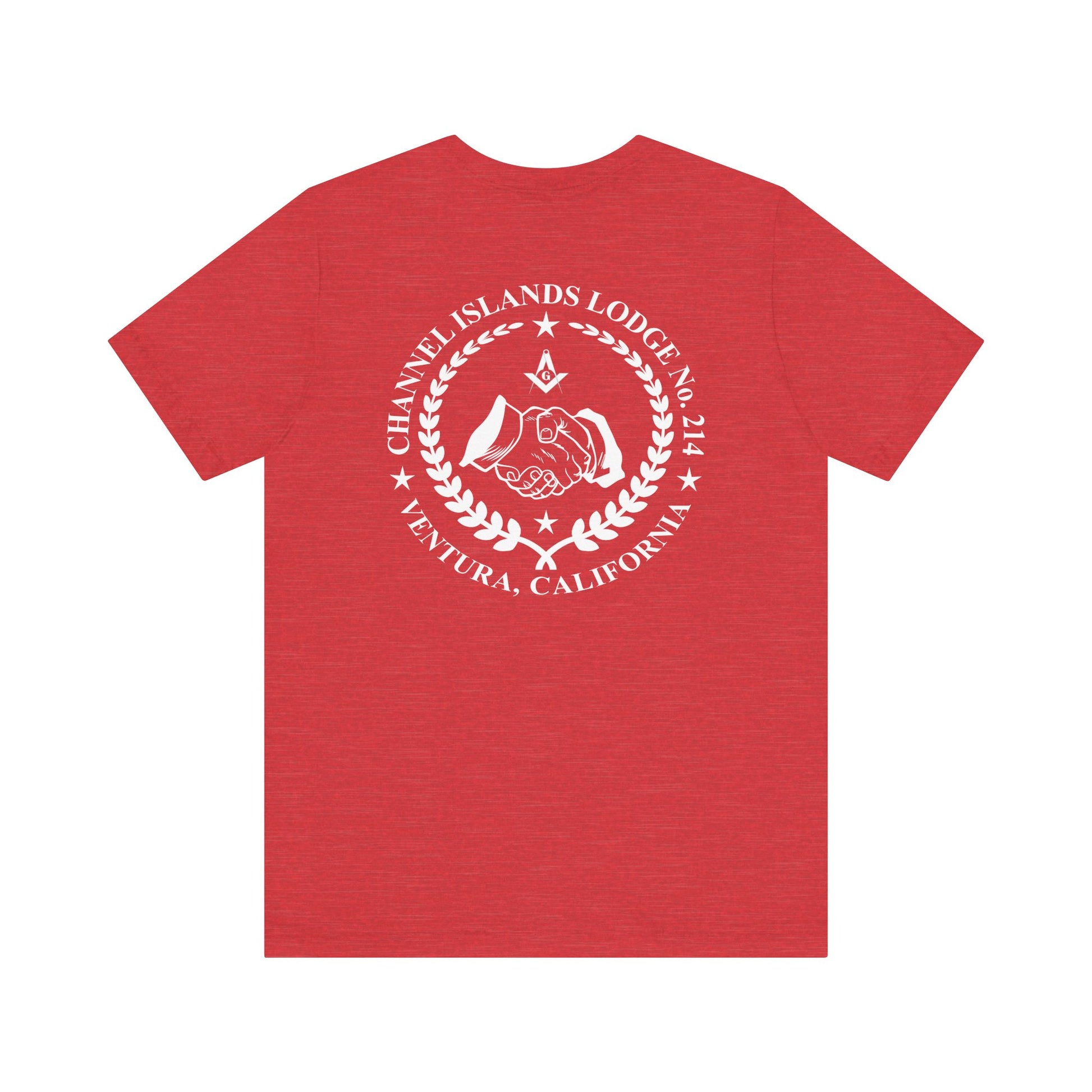 Bright-colored Fellowcraft T-Shirt from Channel Islands Lodge 214, featuring lodge logo and vibrant design in a casual style.