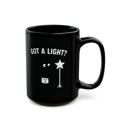 "Got A Light?" Figure in the Dark Lighting Electric Star Black Coffee Mug (11oz, 15oz)