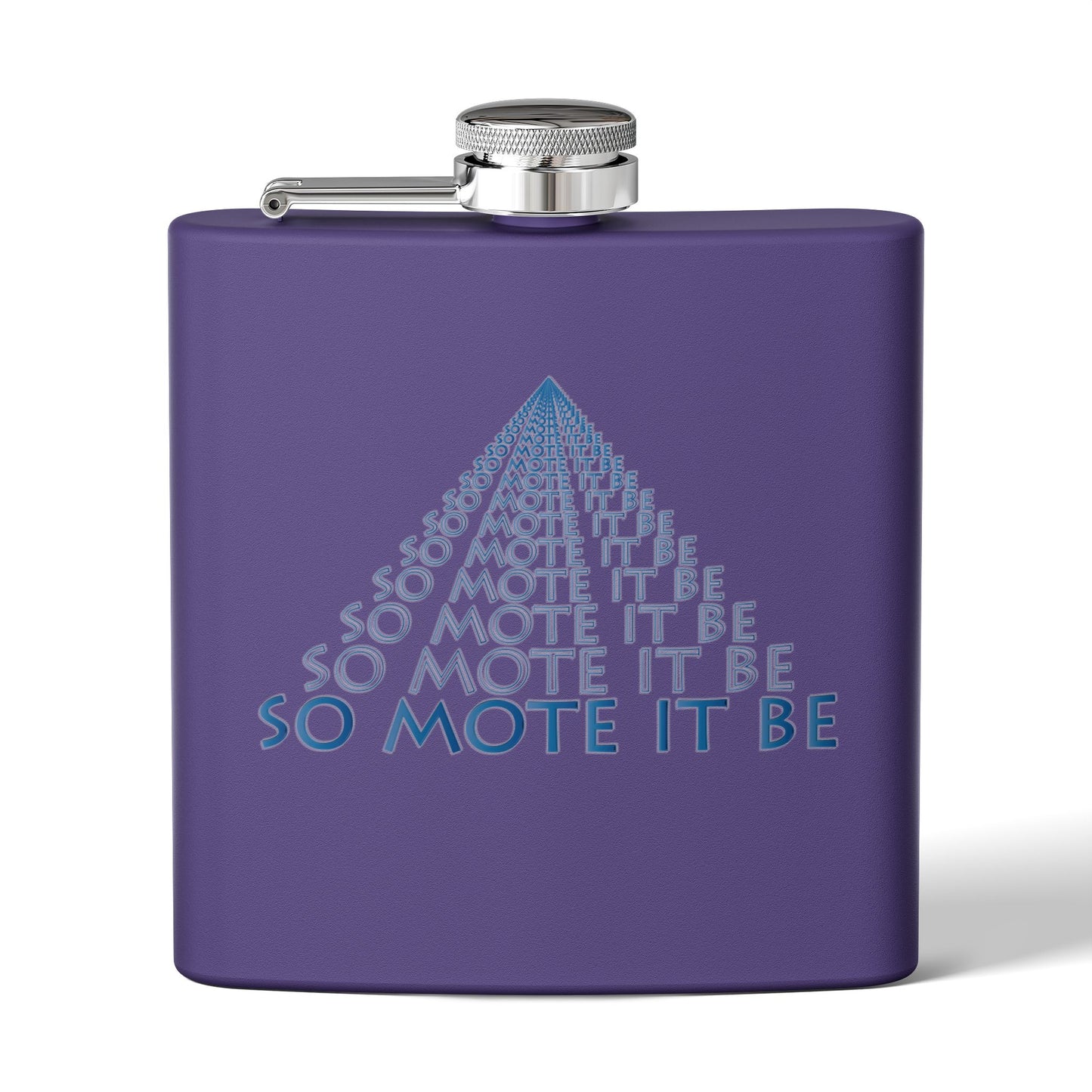 "So Mote It Be" Pyramid 6oz Stainless Steel Flask - Petrograph Font