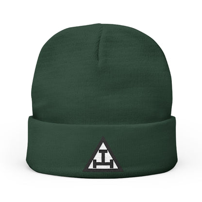 Royal Arch Embroidered Knit Beanie - Black and White Emblem