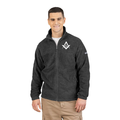 Embroidered Columbia Fleece Jacket - Square and Compass (White)