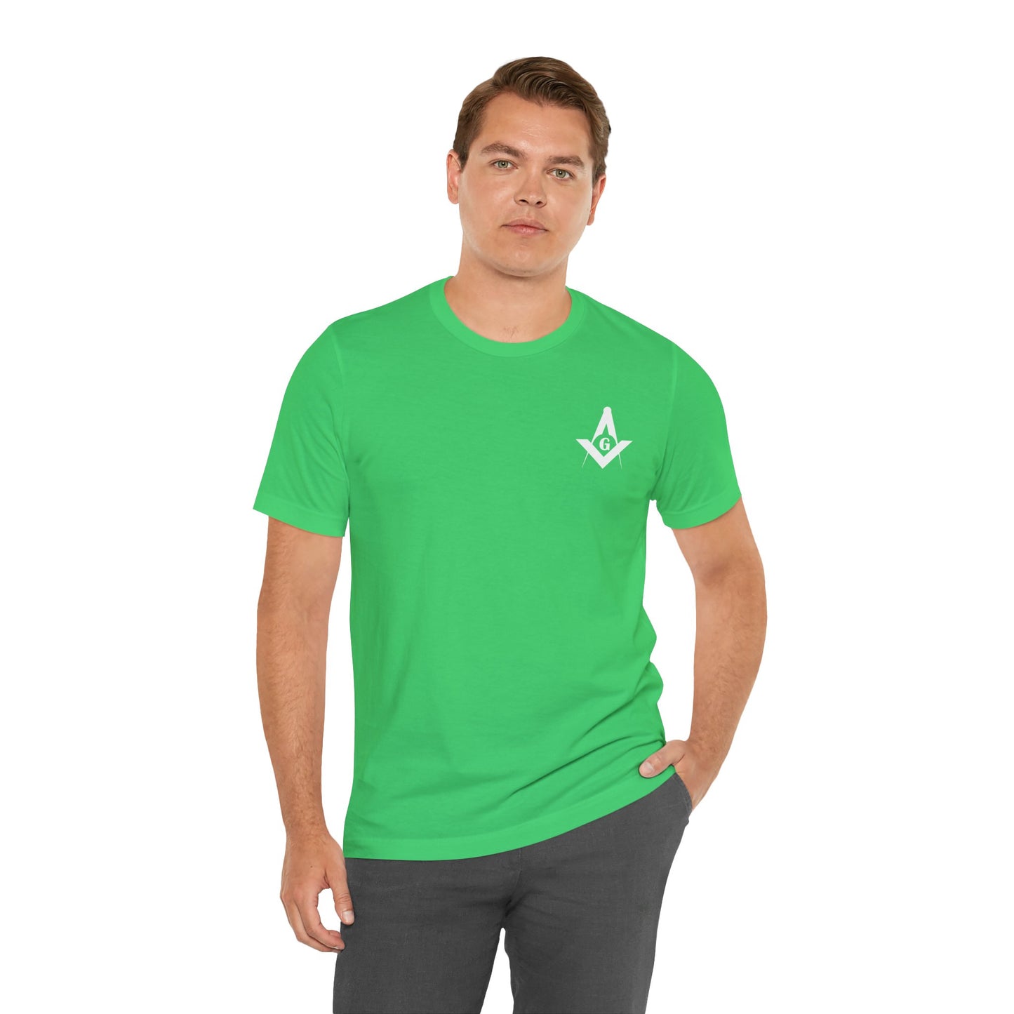 Brightly colored Entered Apprentice T-Shirt from Channel Islands Lodge 214 with vibrant Masonic symbols and lodge branding.