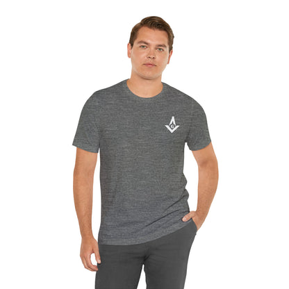 Fellowcraft T-Shirt from Channel Islands Lodge 214 in dark colors, made by Printify, featuring lodge emblem and lodge details.