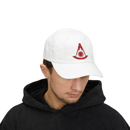 Past Master Embroidered Dad Cap – Compass & Quadrant (Red)