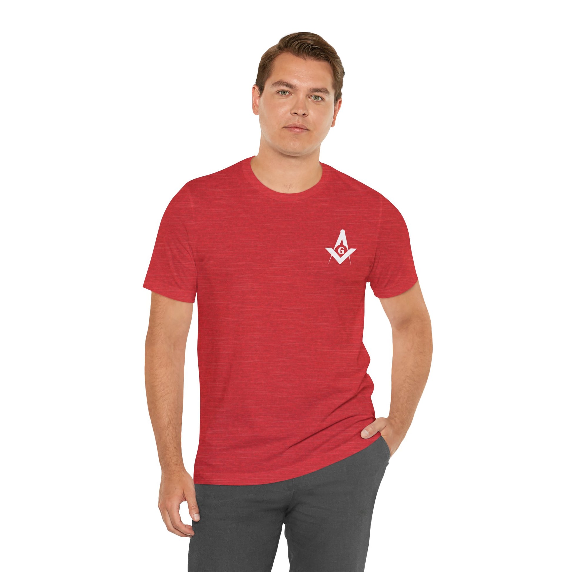Brightly colored Entered Apprentice T-Shirt from Channel Islands Lodge 214 by Printify, featuring bold lodge and masonic symbols.