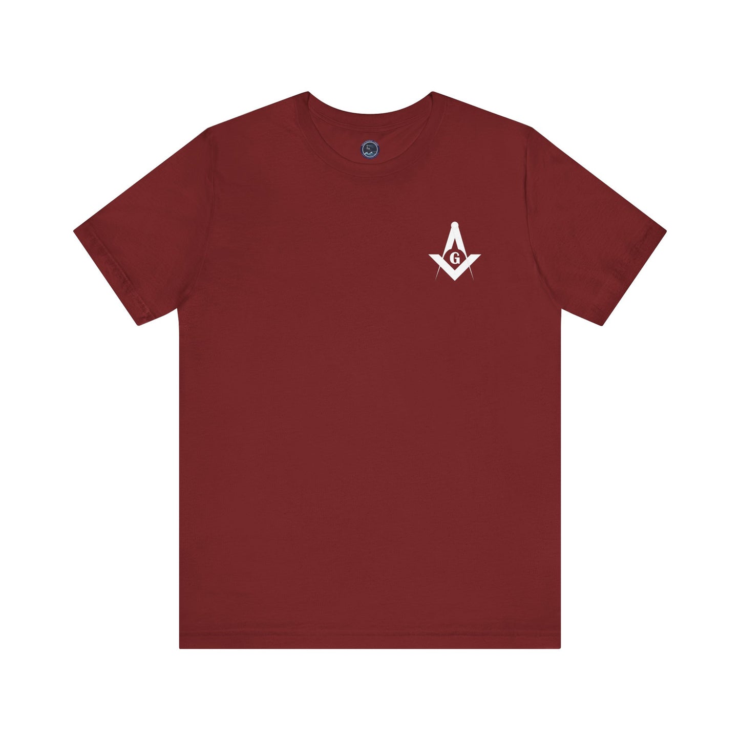 Fellowcraft T-Shirt in dark colors featuring Channel Islands Lodge 214 logo, made by Printify, with a comfortable fit.