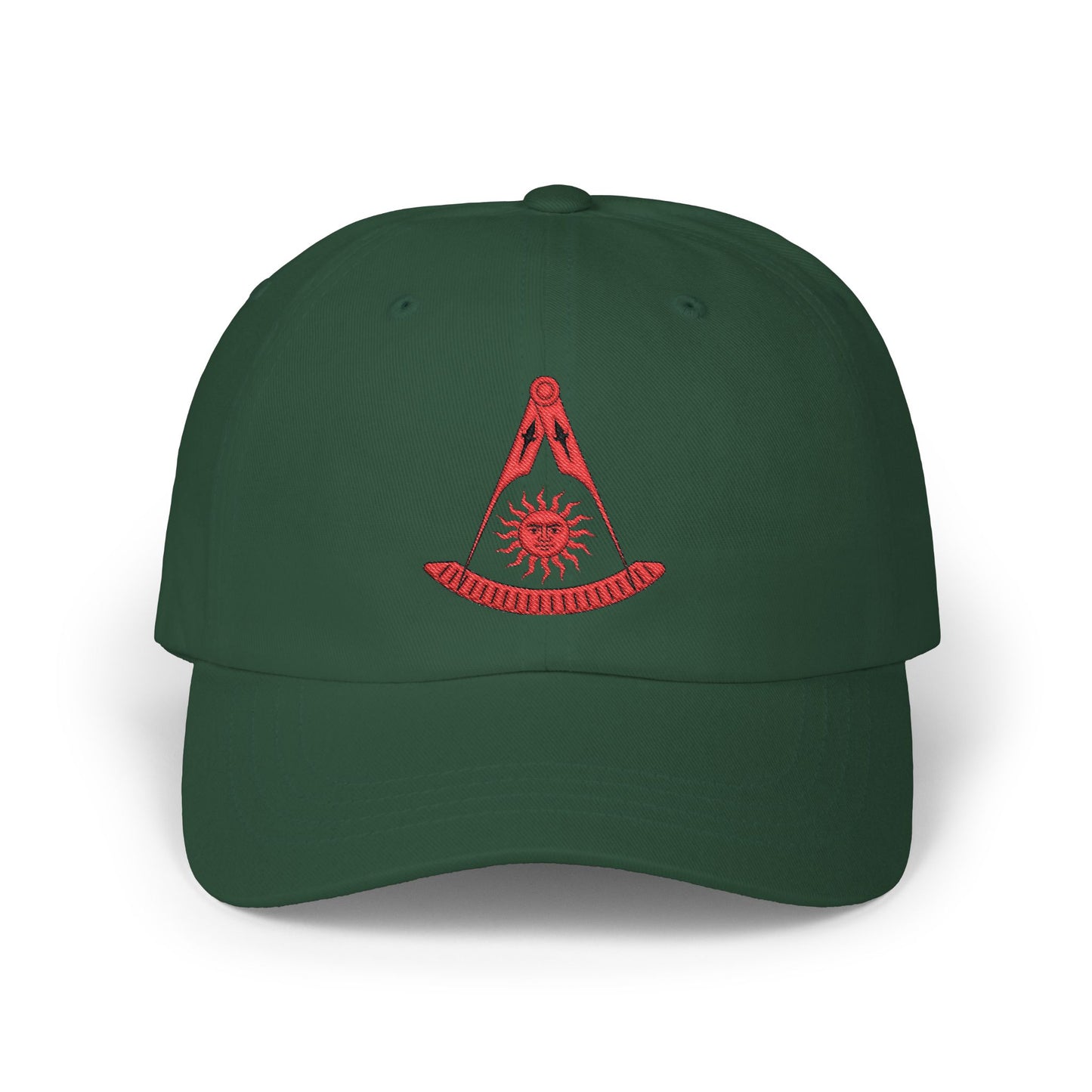 Past Master Embroidered Dad Cap – Compass & Quadrant (Red)