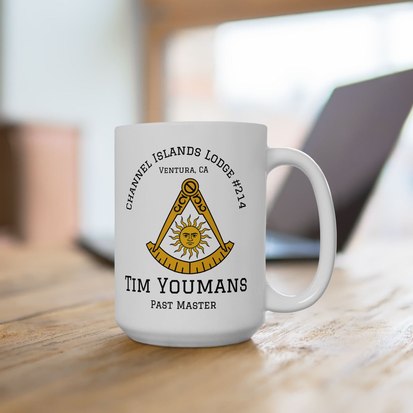 Two-Sided Past Master - Compass & Quadrant Ceramic Mug - Classic (Choose Your Emblem)