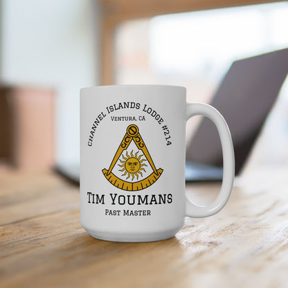 Two-Sided Past Master - Compass & Quadrant Ceramic Mug - Classic (Choose Your Emblem)