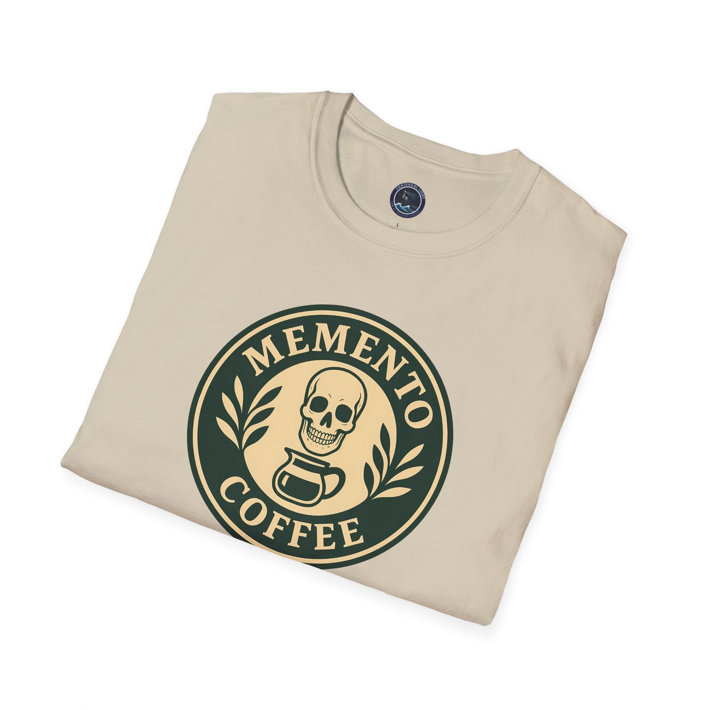 Memento Coffee Softstyle T-Shirt - Acacia (Green/Tan, Front Print)