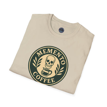 Memento Coffee Softstyle T-Shirt - Acacia (Green/Tan, Front Print)