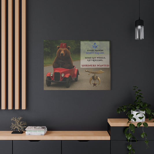 Shriners Get Rolling Mini Car Premium Matte Canvas Print - Stretched (1.25")