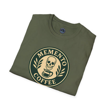 Memento Coffee Softstyle T-Shirt - Acacia (Green/Tan, Front Print)