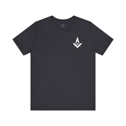 Dark-colored Entered Apprentice T-shirt from Channel Islands Lodge 214 featuring lodge logo and text in print design.