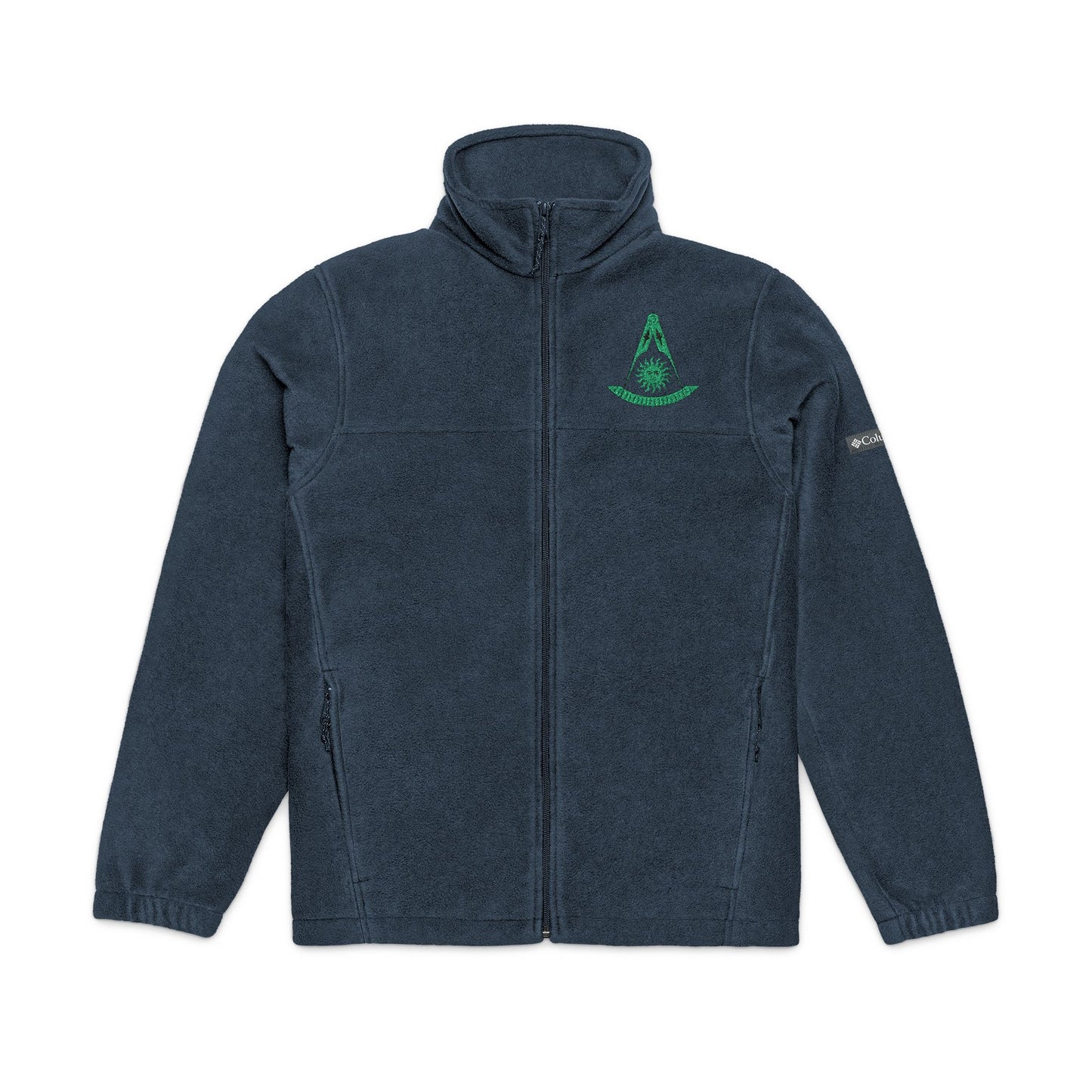 Past Master (Without Square) Embroidered Columbia Fleece Jacket – Green (Sun with Face)