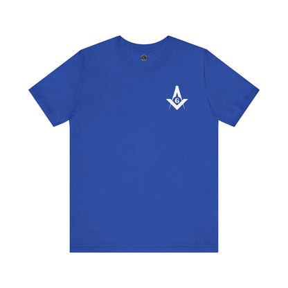 Entered Apprentice T-shirt by Printify featuring Channel Islands Lodge 214 in blue and green colors, with lodge emblem design.