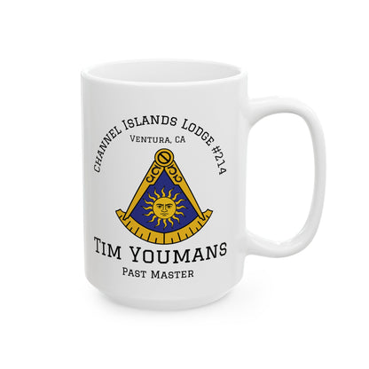Two-Sided Past Master - Compass & Quadrant Ceramic Mug - Classic (Choose Your Emblem)