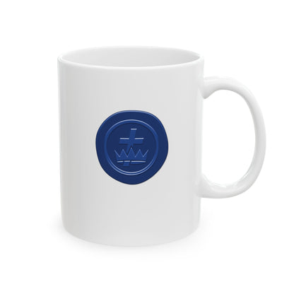 Two-Sided Blue Wax Seal Knights Templar White Ceramic Mug, (11oz, 15oz)