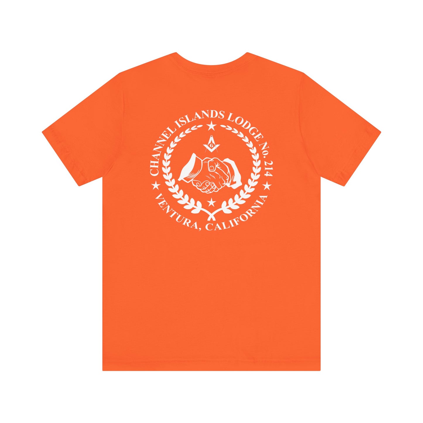Brightly colored Fellowcraft T-Shirt from Channel Islands Lodge 214 by Printify, featuring vibrant lodge-themed design.