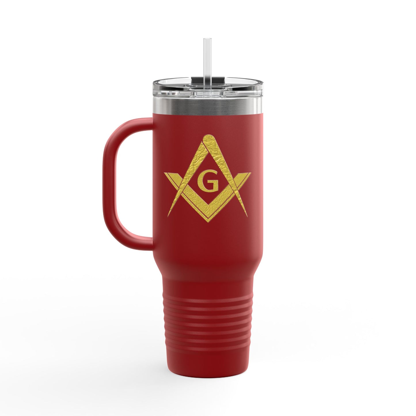 Two-Sided Simple Square and Compass Insulated Travel Tumbler (40oz) - Gold Leaf